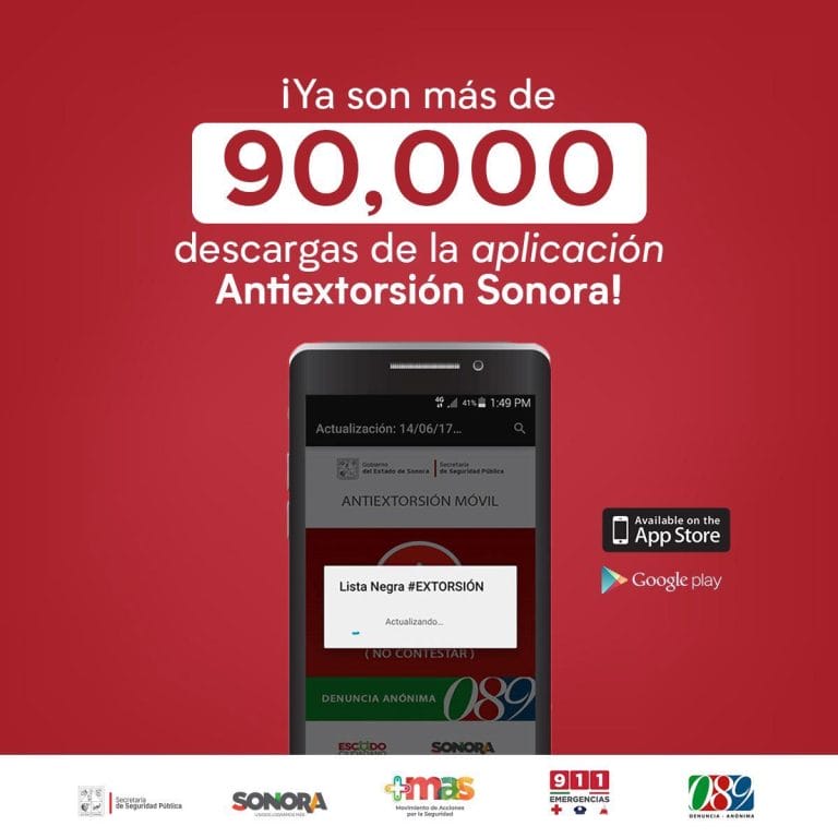 Más de 90 mil sonorenses se protegen con Aplicación “Antiextorsión Sonora”